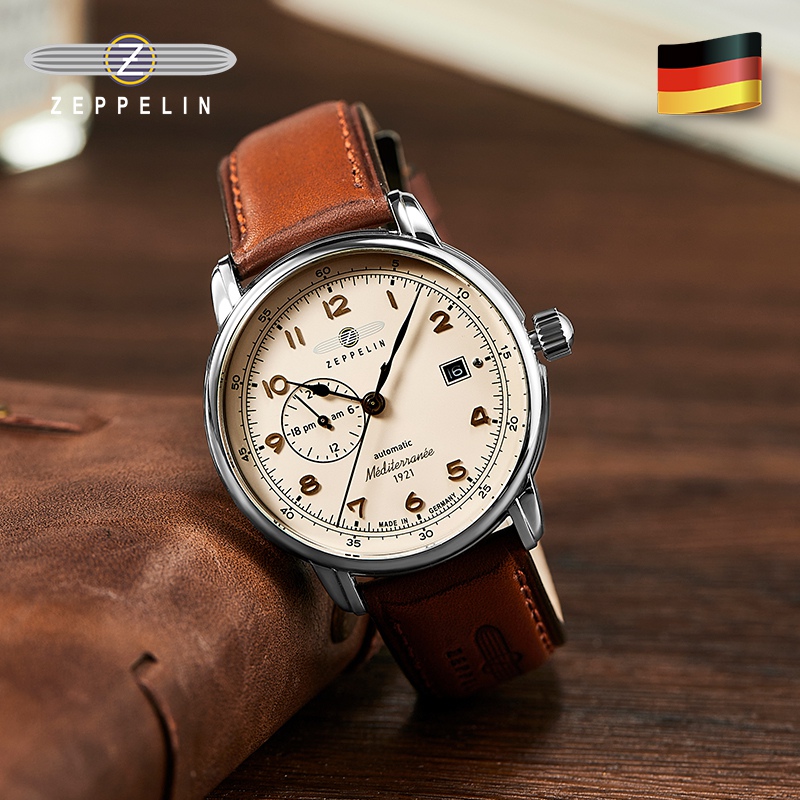 Zeppelin/齐博林男士自动机械表复古轻奢经典男表24小时显示腕表