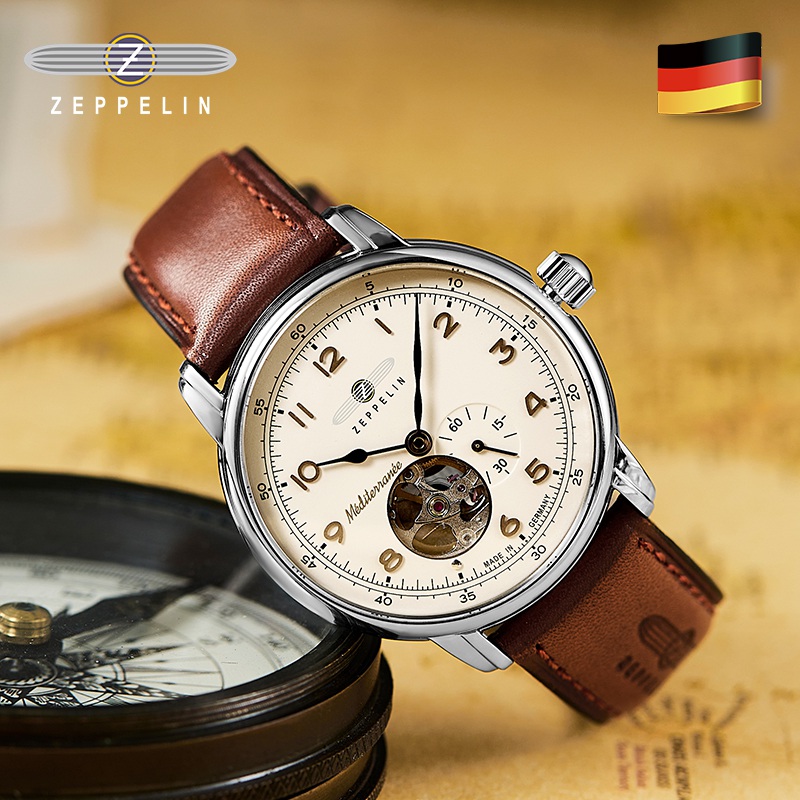 Zeppelin/齐博林德国男士自动机械表复古镂空时尚男表经典腕表