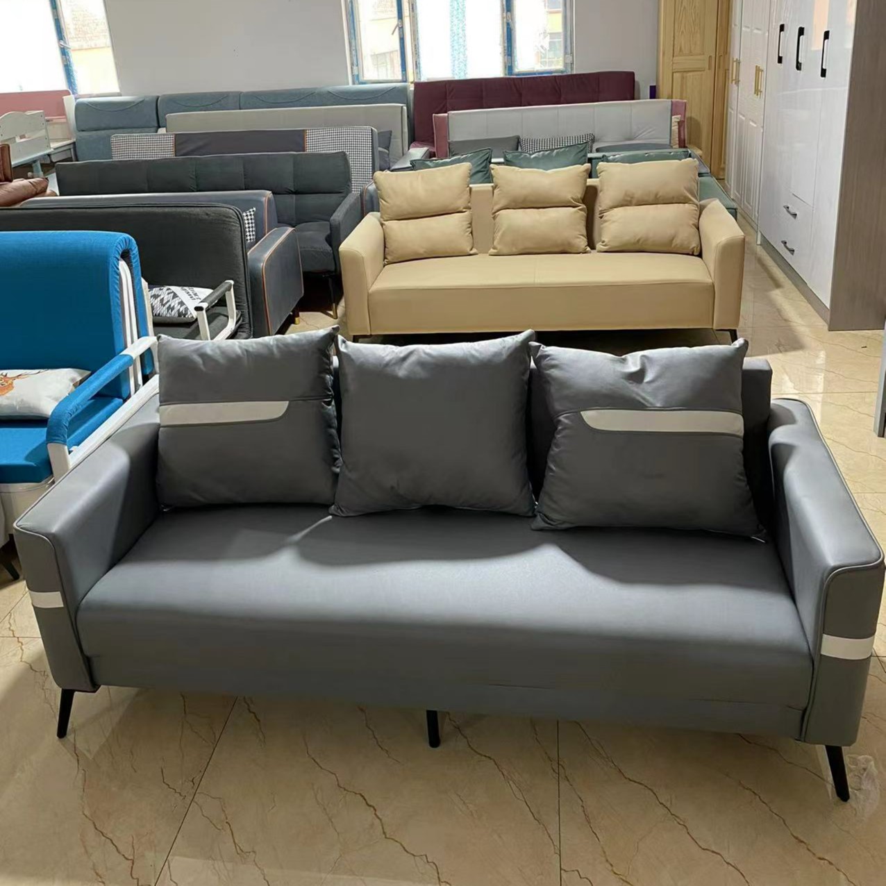 纯色小沙发 科技布沙发 小户型沙发 卧室沙发 阳台1米8 单人沙发