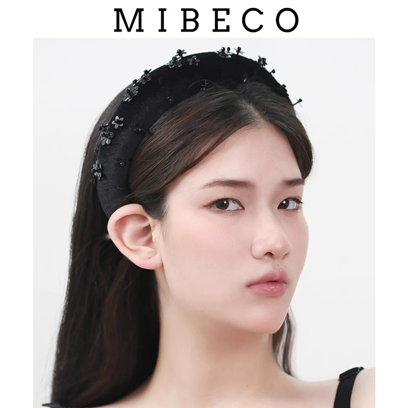 Mibeco暗黑精灵小花丝绒发箍女2023新款立体高端发饰超仙海绵发夹