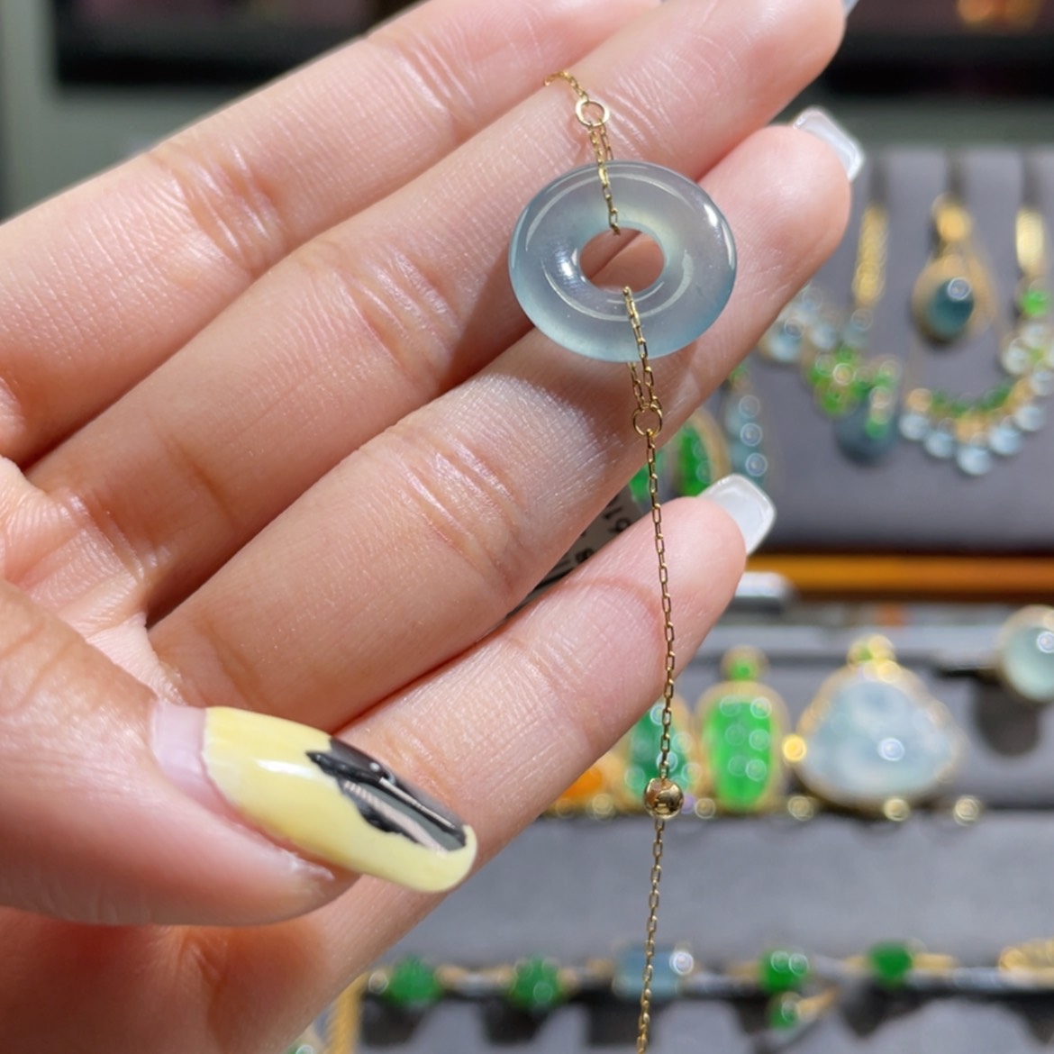 【闪购商品】翡翠手链18K金镶嵌