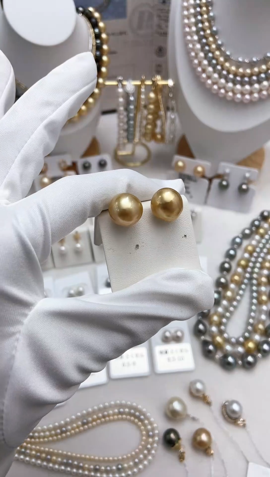 【闪购商品】海水珍珠耳饰18K金镶嵌南洋金珠巴洛克12-13mm