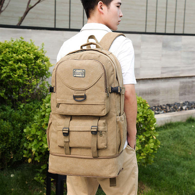 旅行背包男帆布双肩包超大容量打工行李包男士出差旅游包户外登山