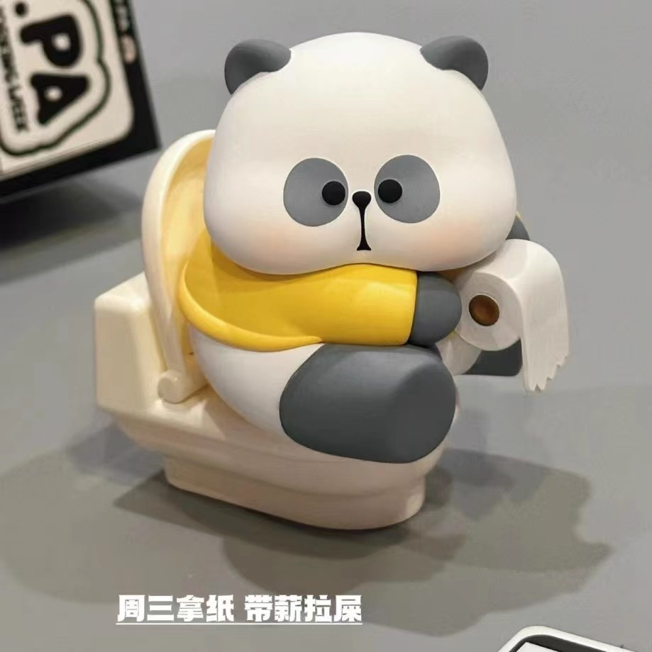 MR.PA 耙老师的打工周可爱熊猫造型玩具潮玩系列盲盒