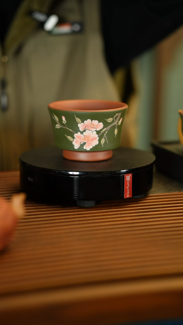 【闪购商品】紫砂茶杯绿色堆绘杯子