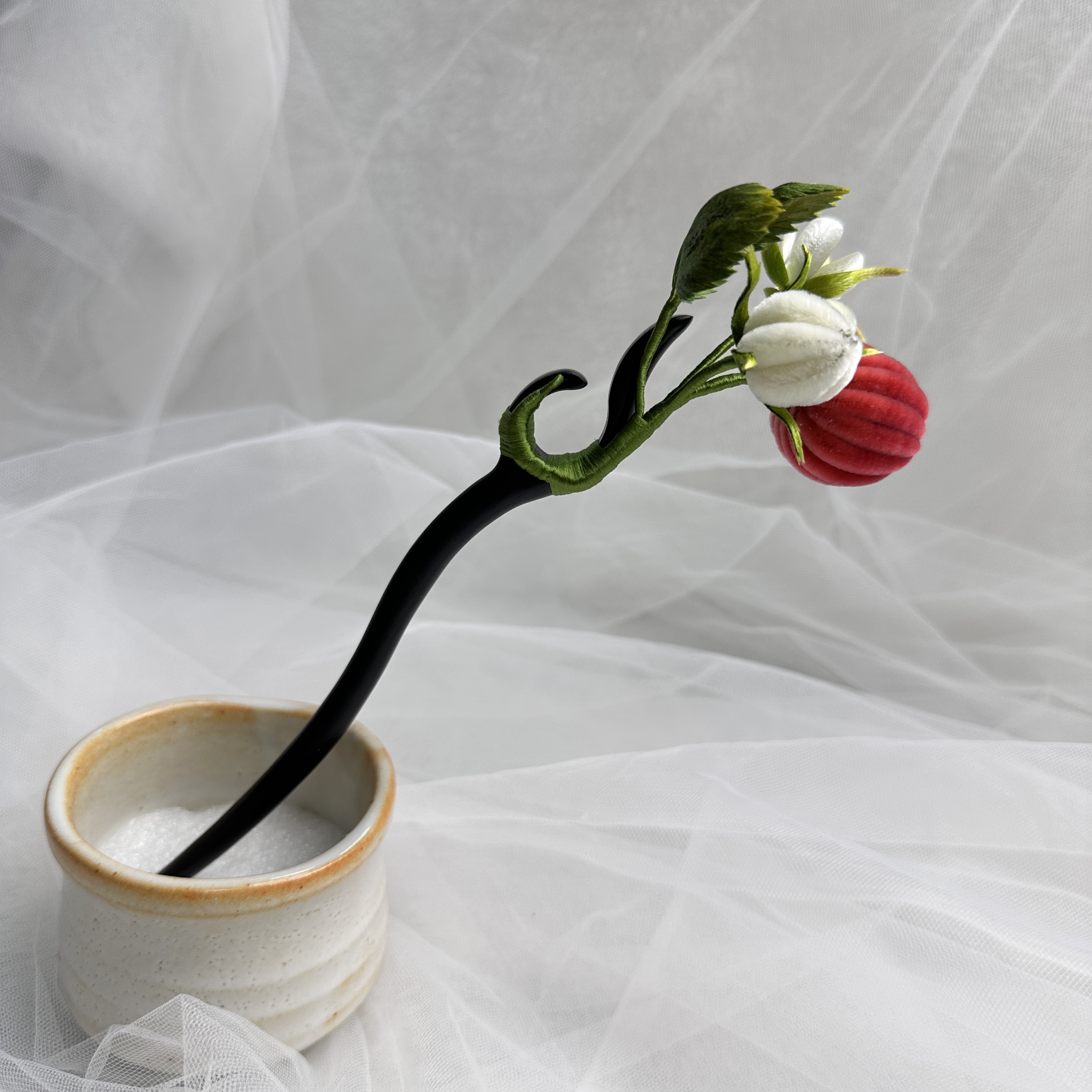 非遗手作绒花国风新中式草莓发簪发钗古风汉服配饰