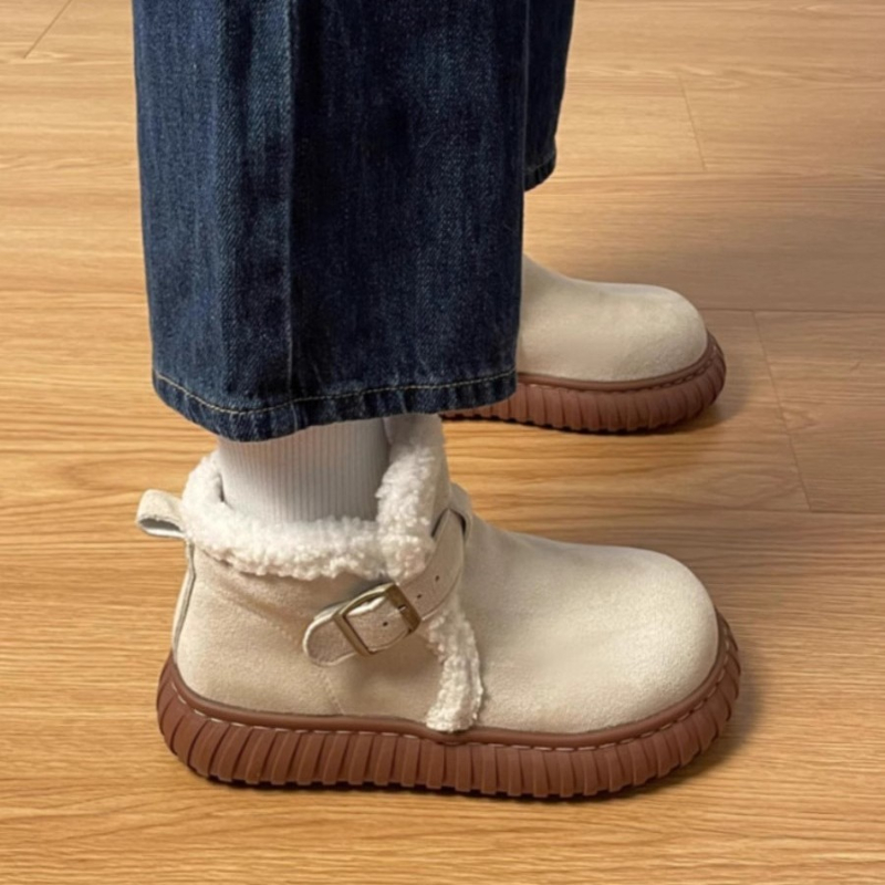 回力瑞毛毛雪地靴女冬加绒加厚2023新款百搭保暖东北大棉鞋短靴女