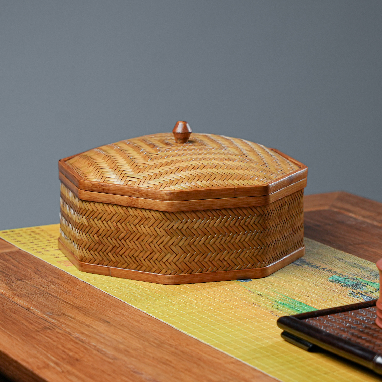 【八宝文盒】非遗竹编收纳盒茶道喝茶器具瓜子盒茶杯茶盏紫砂壶盒