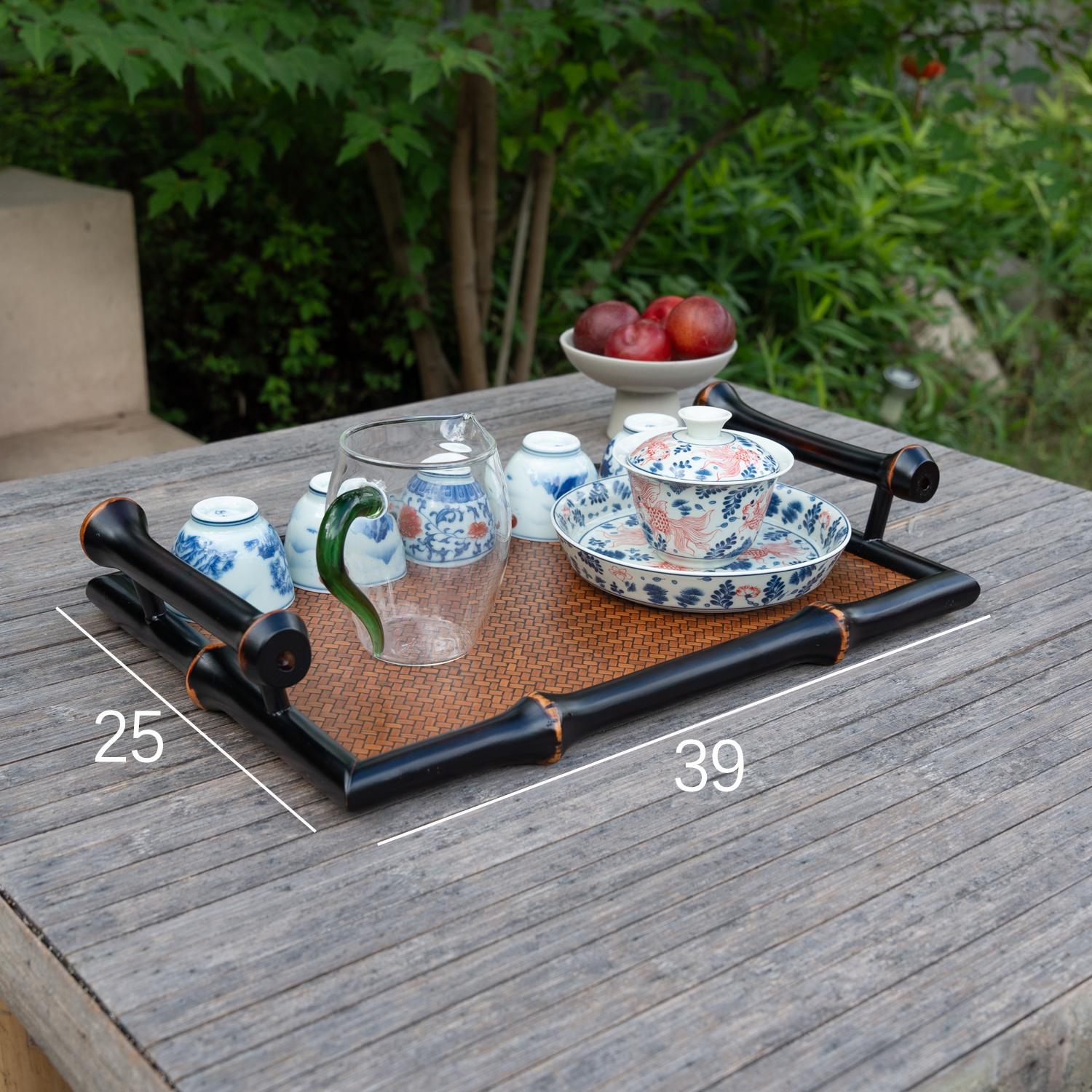 【喜竹】筇竹托盘茶杯茶具收纳盘轻奢桌面茶托盘古文盘茶盘高端功夫