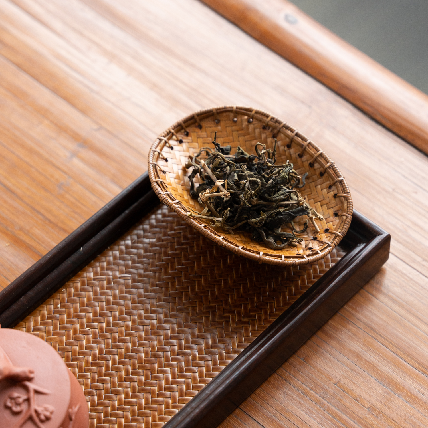 【富甲】大漆竹编龟壳龟甲竹簸箕茶则赏茶荷文玩竹茶荷茶道