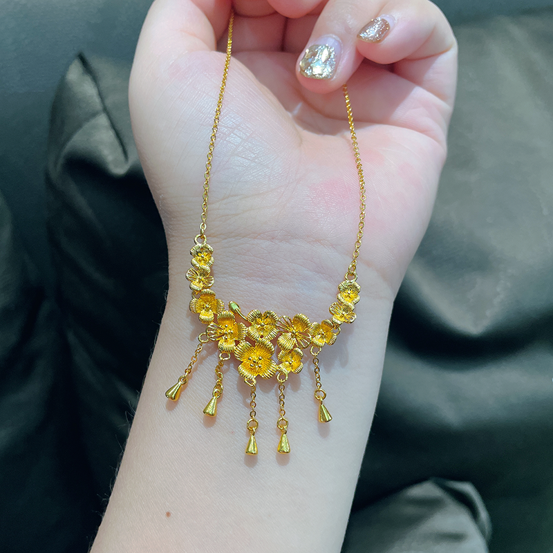 坠链均足银 繁花似锦马蹄莲花项坠女生锁骨项链送女友闺蜜礼物