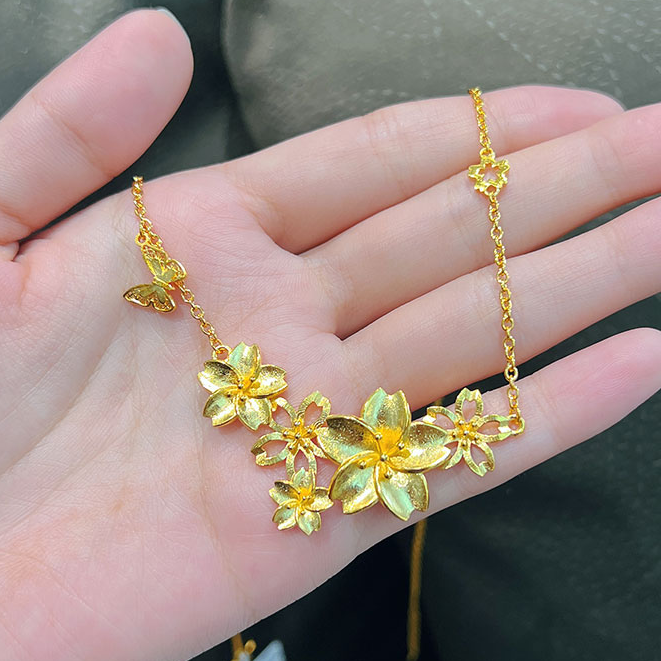 链子足银 三生三世繁花锦簇女款套链时尚气质送女友不掉色