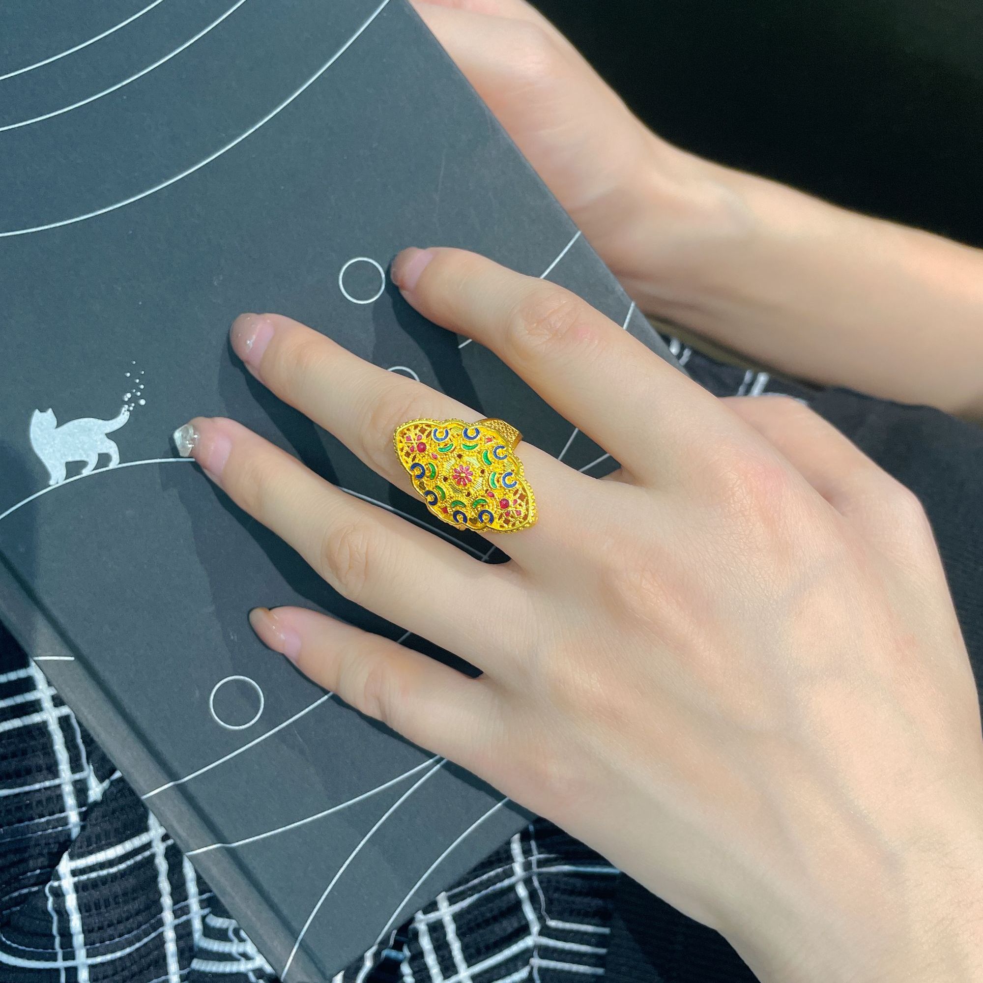 足银戒指 专柜同款镂空花边戒男士气质女士富贵不掉色精美