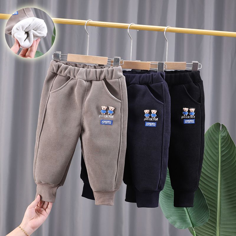 童装儿童裤子冬季外穿男童奥利绒运动裤小童洋气女宝宝宽松束脚裤