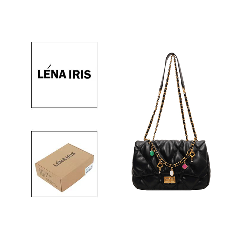 157【带礼盒】LÉNA IRIS菱格百搭时尚单肩包小众简约链条斜跨女包