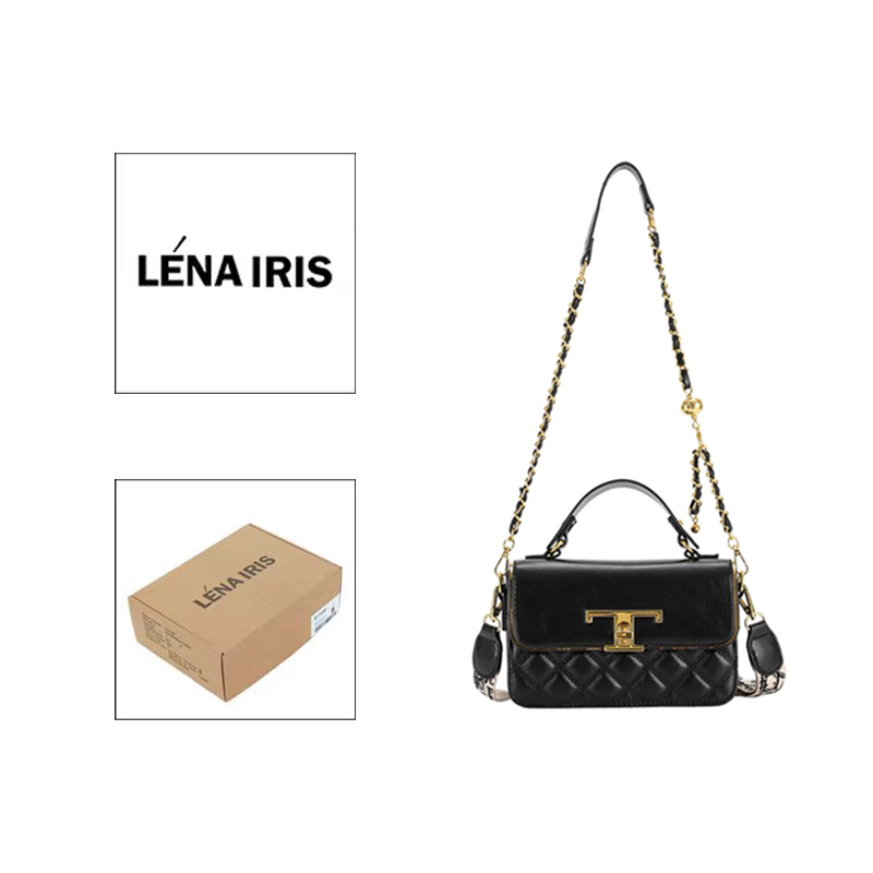 183【带礼盒】LÉNA IRIS轻奢百搭时尚单肩包菱格气质经典斜跨包女包