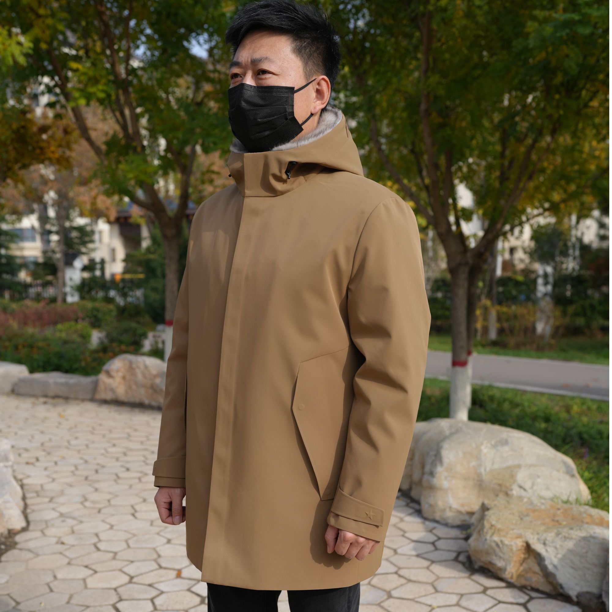 25079中长款水貂派克服休闲时尚商务派克服冬季大衣水貂内胆貂毛