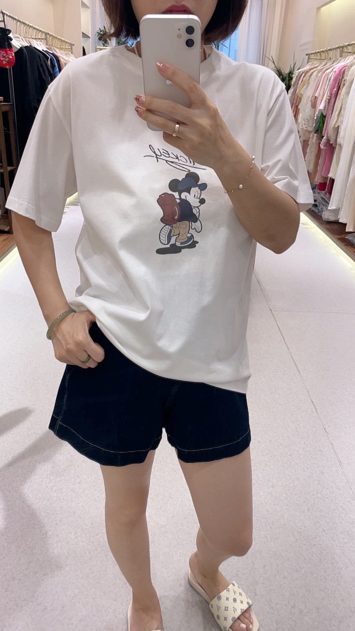 米奇白色纯棉半袖休闲