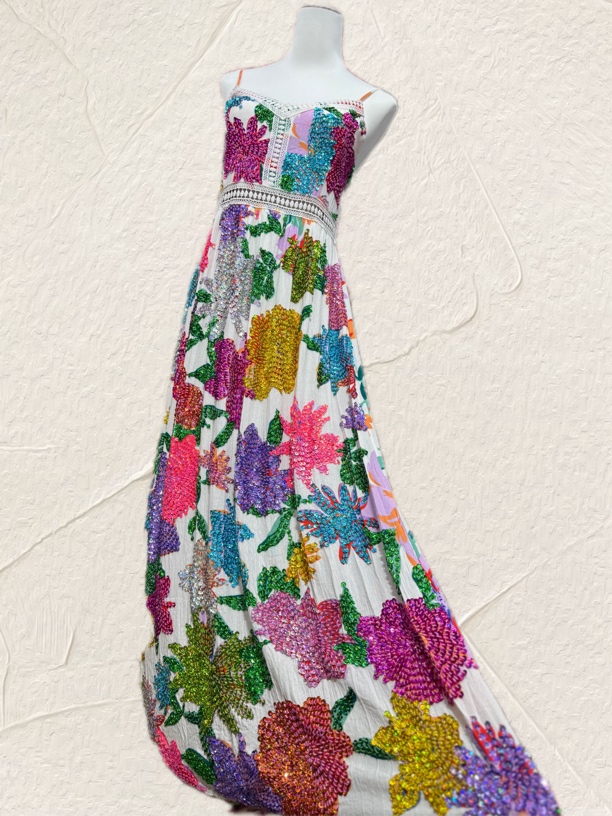 泰国手工钉珠度假风吊带连衣裙