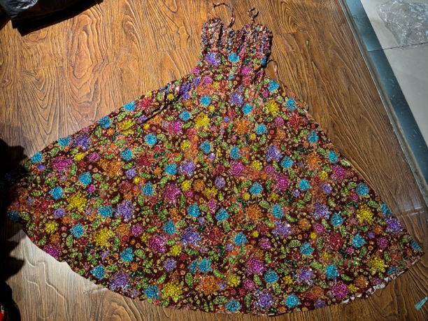 泰国重工手绣民族风钉珠连衣裙