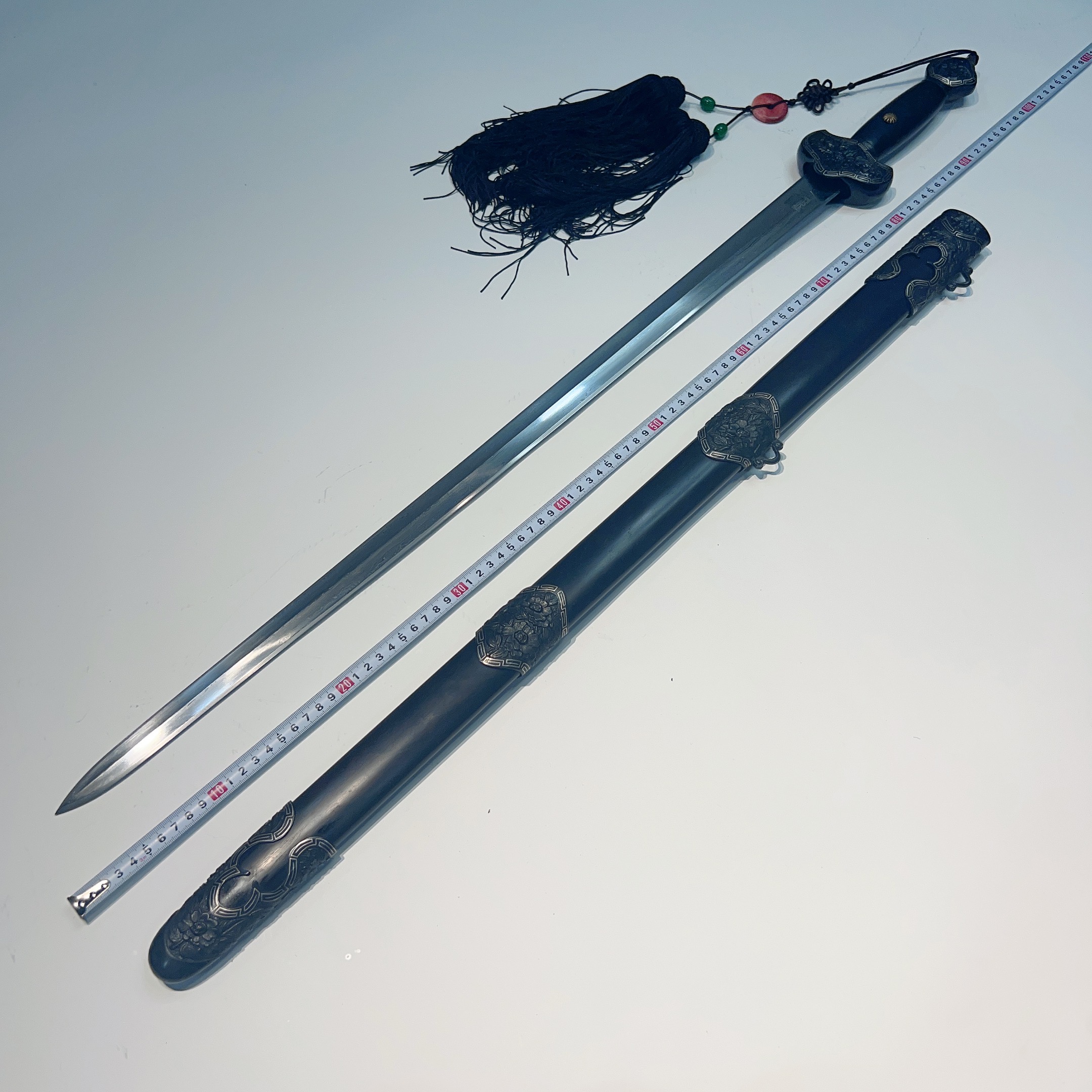 唐人牡丹清剑 花纹钢 铜装 工艺品未开刃