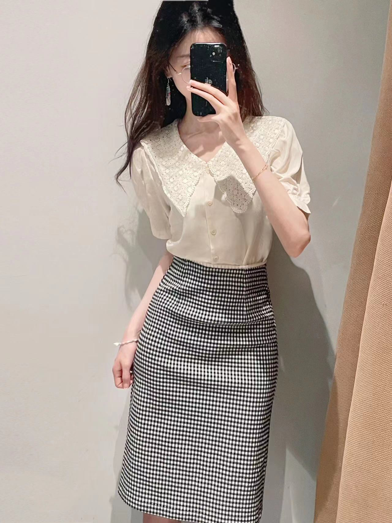 气质淑女高级感百搭女上衣辣妹学院风小个子夏装丁达尔穿搭2024年