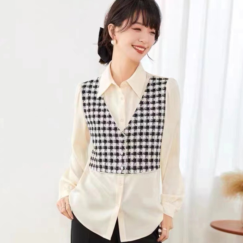 Y1215  时尚气质拼接衬衫