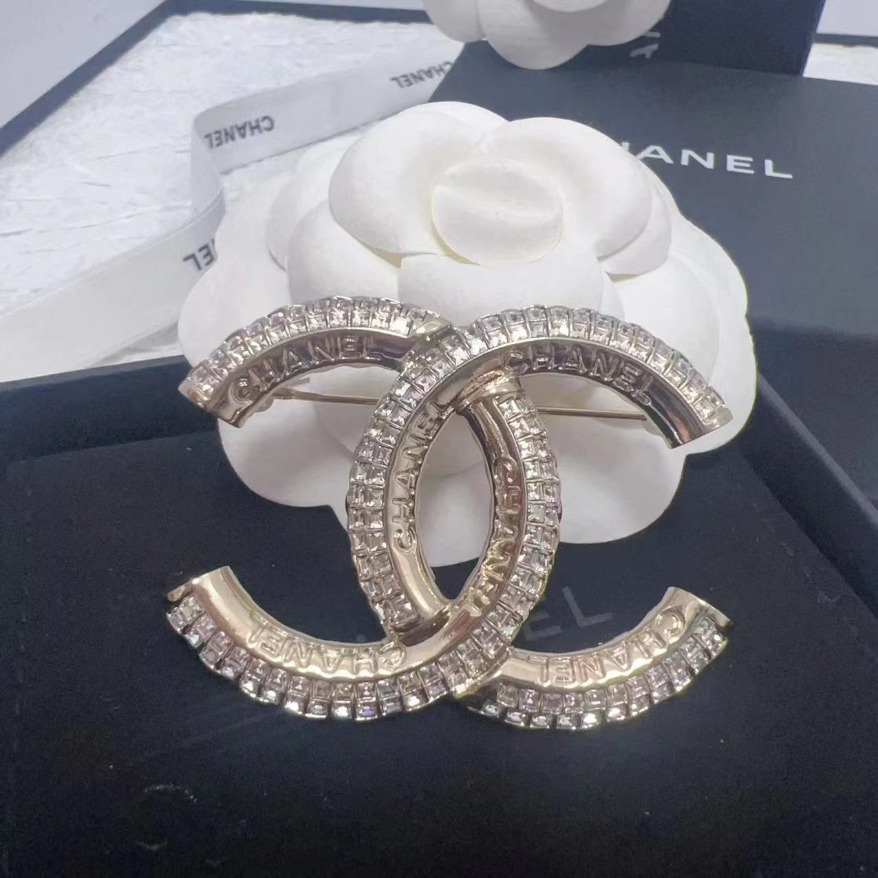 全新未使用 Chanel/香奈儿 优雅素款优雅简约满钻胸针22C