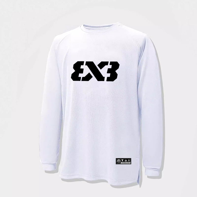 3x3联名长袖篮球服开叉收口t恤男速干排汗运动球衣服宽松训练夏