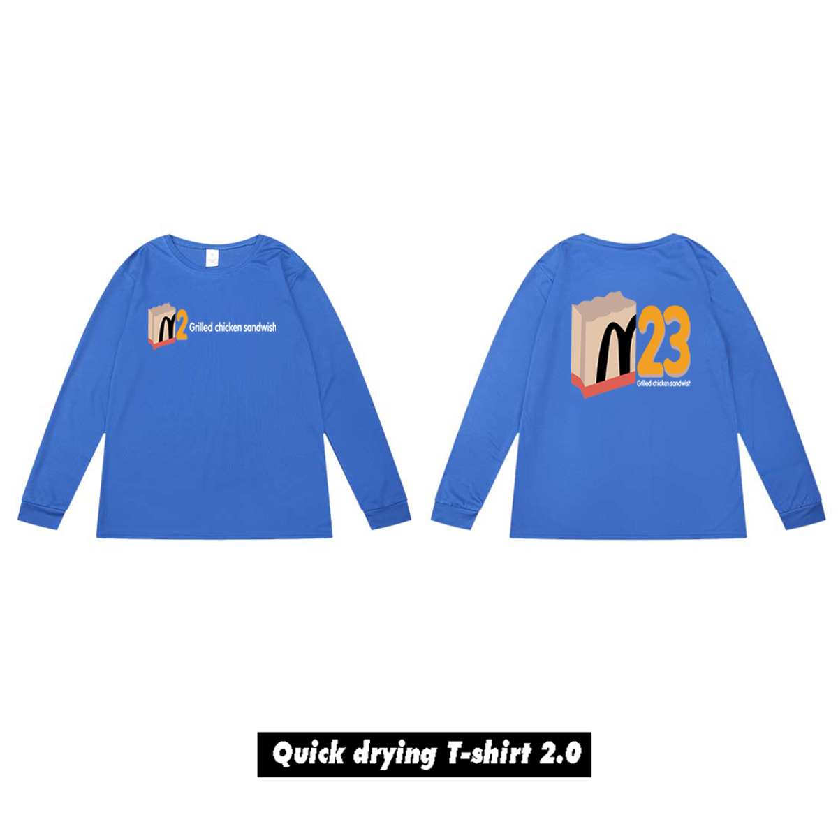 美式速干长袖麦当劳T恤高街潮牌趣味篮球上衣秋季宽松运动麦门嘻