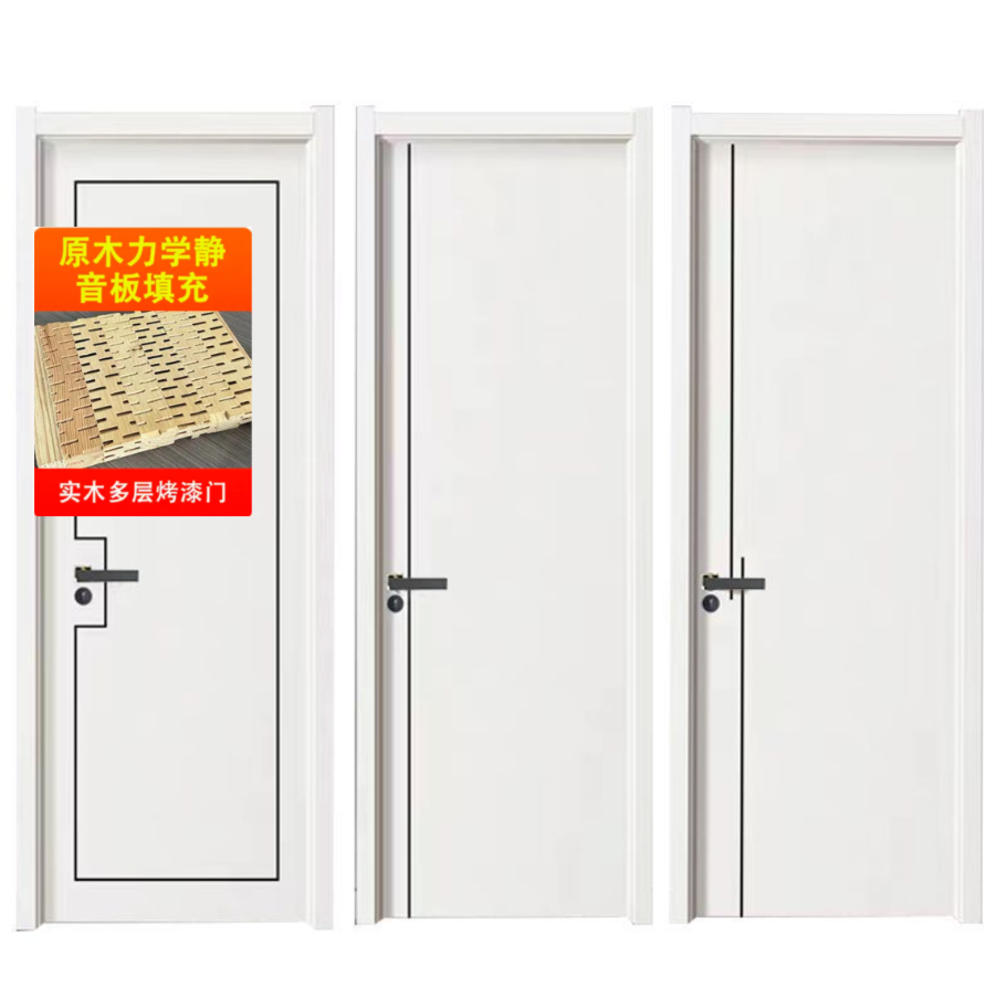 升级款多层实木静音烤漆门送锁具安装