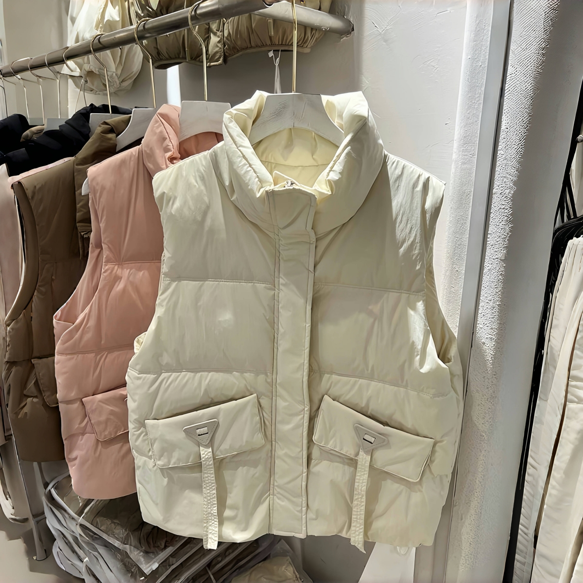 8811胖mm韩版百搭马甲棉服女宽松外穿背心外套秋冬季新款马夹坎肩