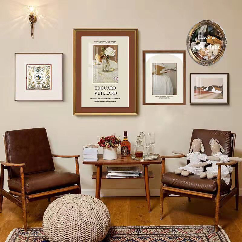 现代客厅沙发背景墙多幅组合装饰画轻奢复古法式美式壁画北欧挂画