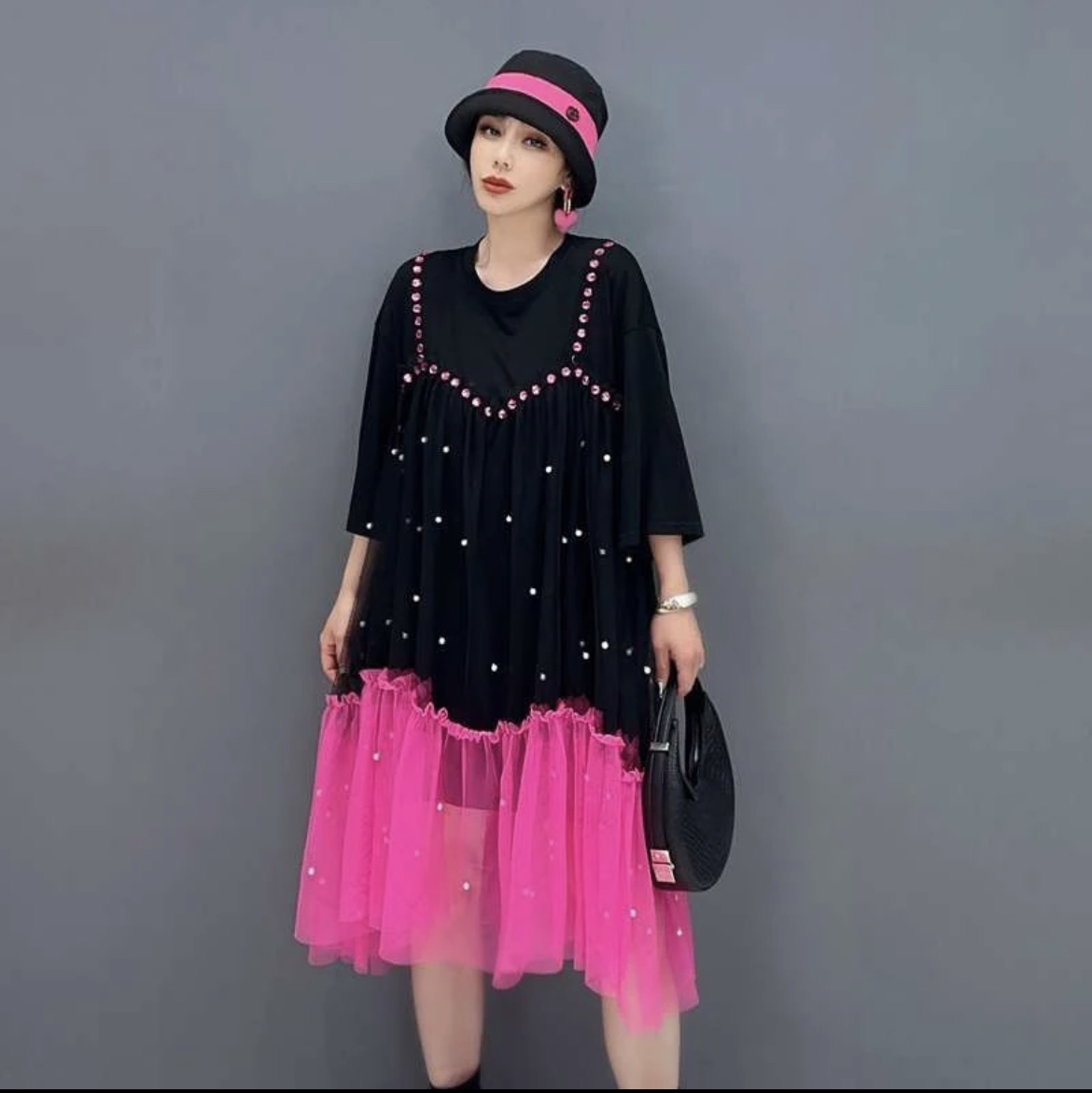 51-100欧洲站短袖T恤重工钉珠华丽贴花优雅时尚宽松大码上衣潮