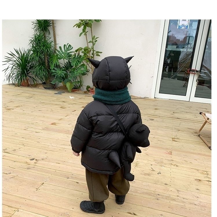 秋冬2024洋气新款时尚小恶魔服儿童加厚外套冬季连帽棉衣