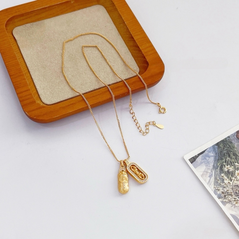 坠链均925银锆石 《锆石貔貅金刚杵项链》简约时尚金色气质可调节