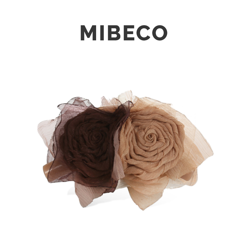 Mibeco中国风欧根纱中式抓夹秋冬2025年新款干枯玫瑰发夹花朵头饰