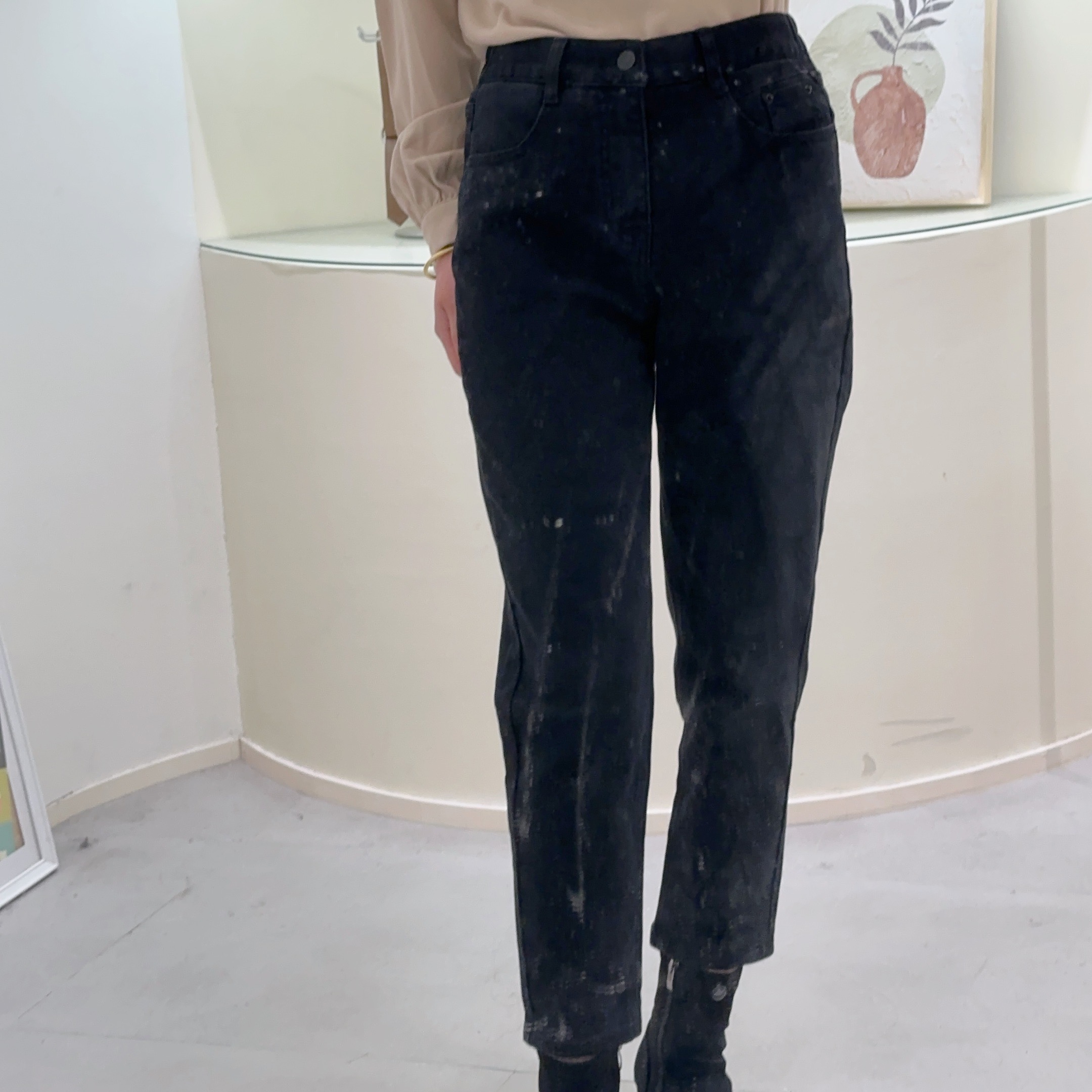 Lagogo/拉谷谷LAGOGO拉谷谷专柜新款时尚百搭显瘦黑色裤子