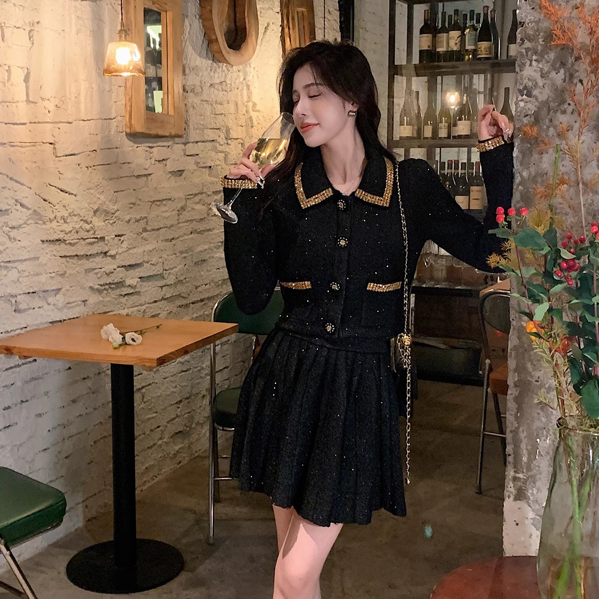 行业典范 重工打造 手工钻显瘦小香风针织开衫短外套女2023秋冬