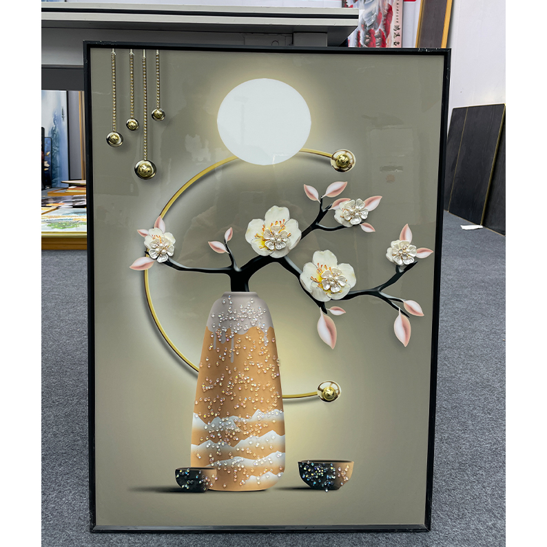 SJ02北欧轻奢餐厅现代简约装饰画客厅沙发挂画升级镶钻轻奢装饰画