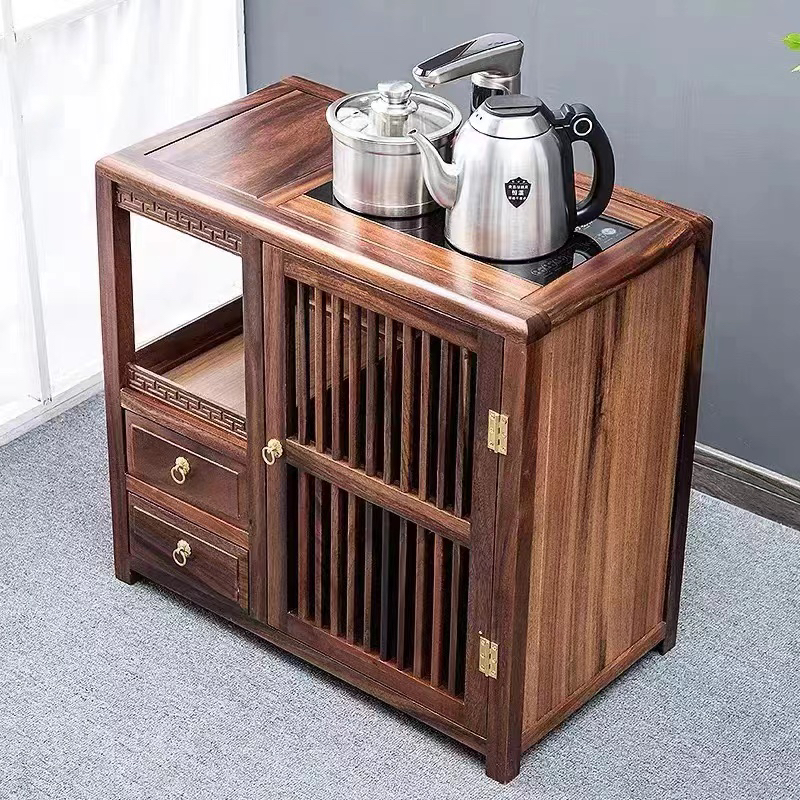 茶水柜边几茶边柜家用置物架原木整装烧水茶柜一体（不包烧水壶）