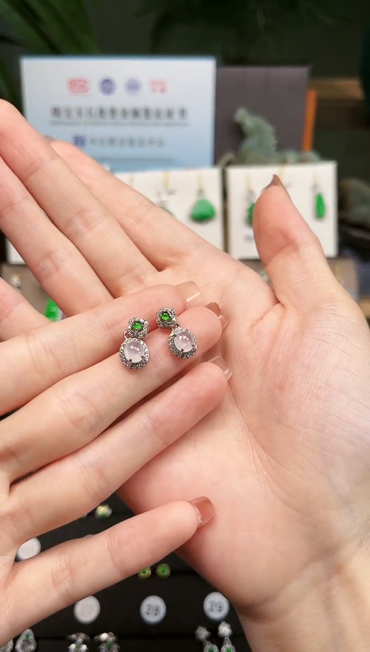 【闪购商品】翡翠耳饰银S925镶嵌多样性发一