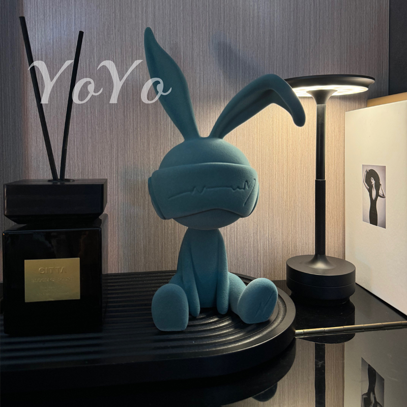 闪电兔子坐姿摆件卡通创意现代轻奢客厅酒柜电视柜入户玄关装饰品