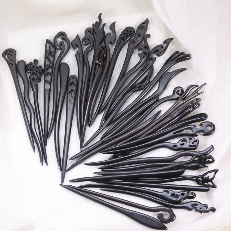 黑檀木（038)发簪高级感檀木簪古风簪子盘发木簪新中式绿檀发钗