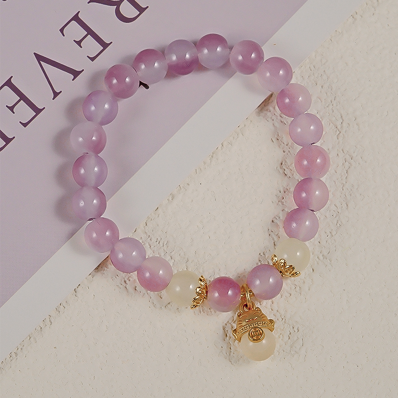 非金属玻璃手链 淡紫色百搭小众轻奢气质单圈手链毕业季-Y0024