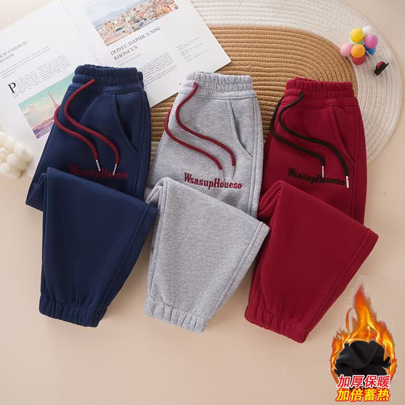 男女童裤子秋冬款2024新款儿童宽松洋气加绒运动裤中大童卫裤