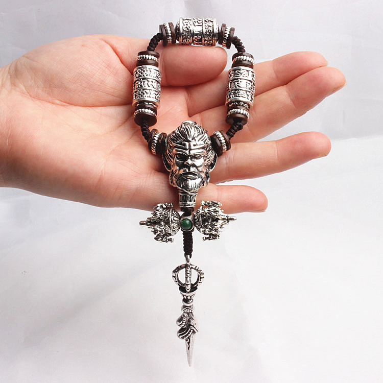 全套大小金刚星月菩ν提配饰套餐男女悟空藏式藏银件套108颗文玩