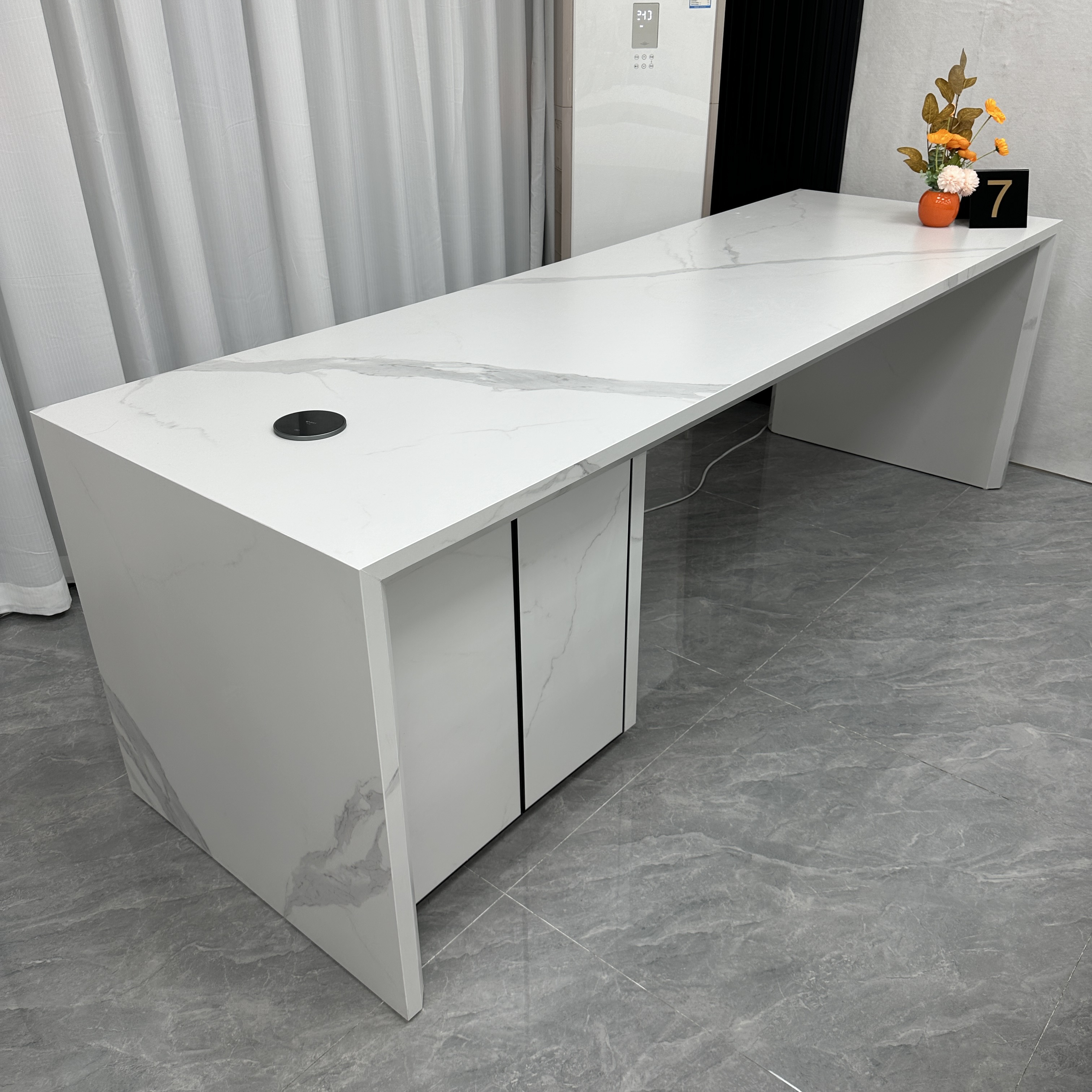 齐平款岛台餐桌家用高级感岛台餐桌一体式中岛台高脚长条轻奢意式