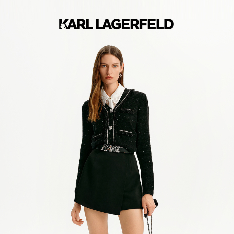 【晨粉专享价】KARL LAGERFELD秋新款毛织开衫老佛爷K26E2203