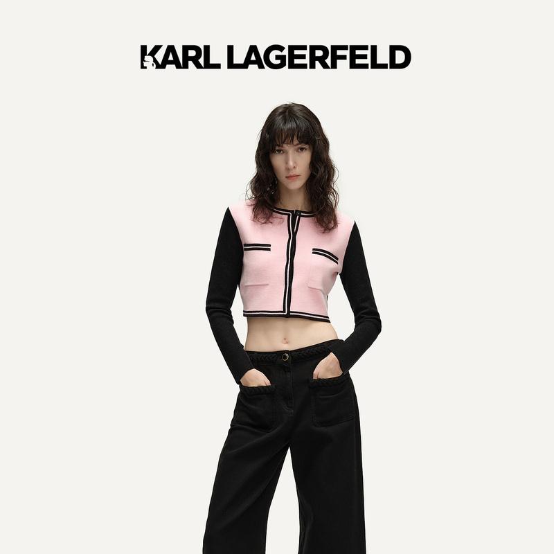 【蜜思仝专享】KARL LAGERFELD早春款撞色针织开衫241L2033